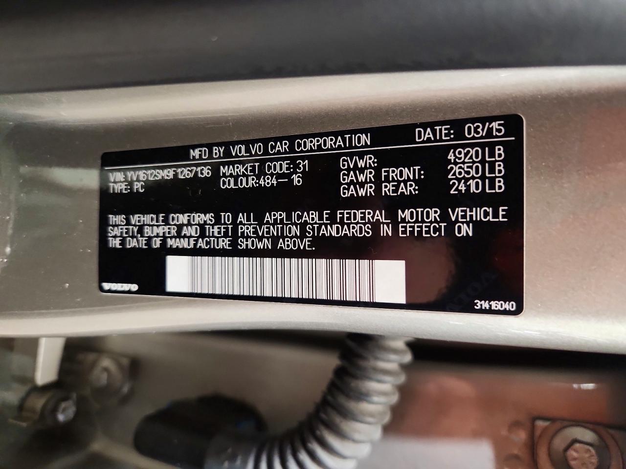 2015 Volvo V60 VIN YV1612SM9F1267136 photo 12