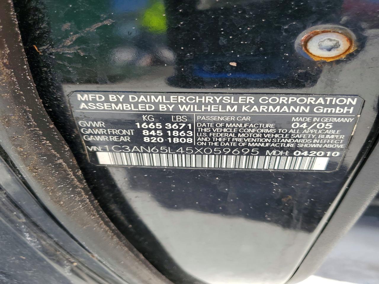 2006 Chrysler Crossfire VIN 1C3AN59L56X067911 photo 12