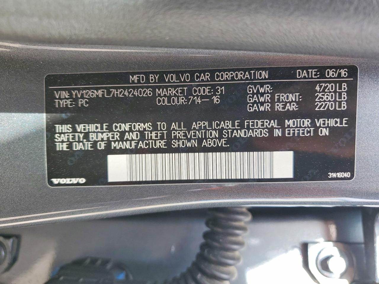 2017 Volv S60 VIN YV126MFL7H2424026 photo 12