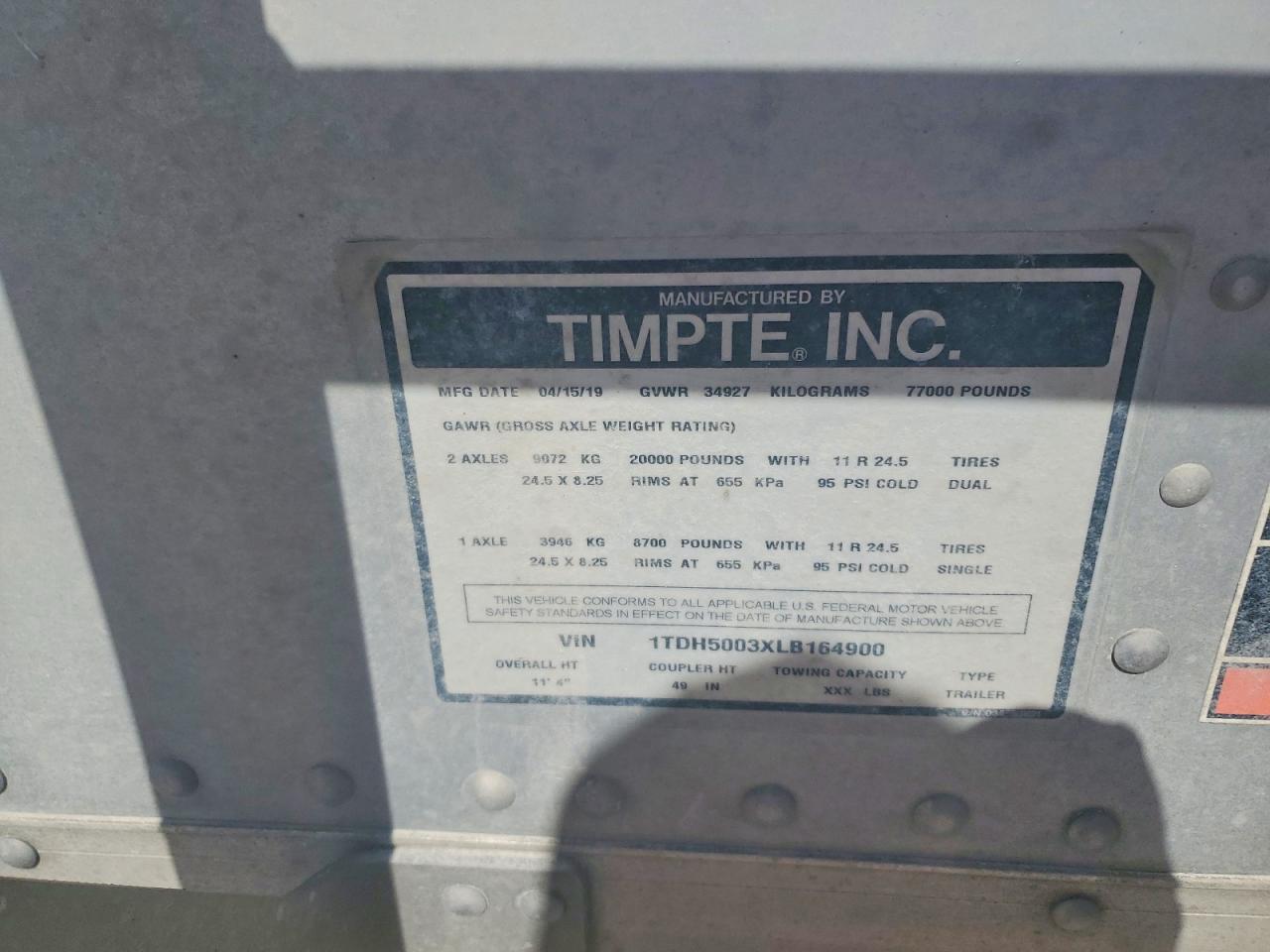 2020 TIMPTE All models VIN 1TDH5003XLB164900 photo 8