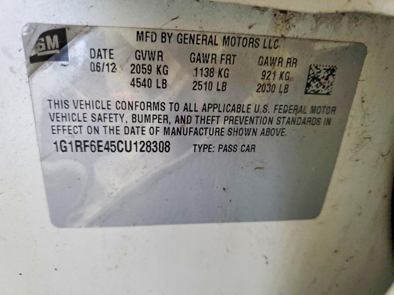 2012 CHEV Volt VIN 1G1RF6E45CU128308 photo 12