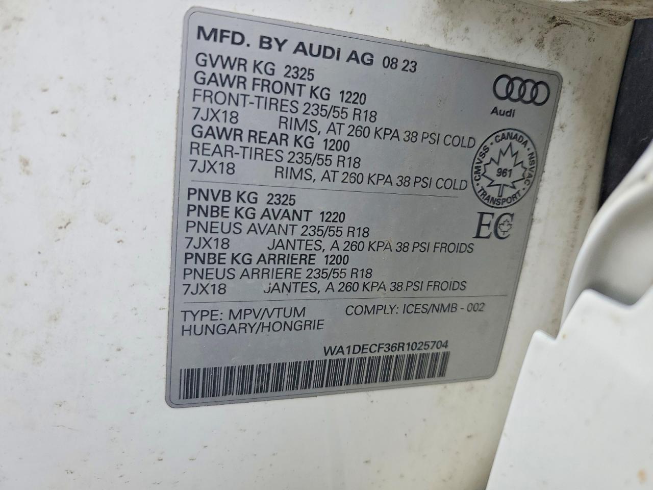 2024 Audi Q3 VIN WA1DECF36R1025704 photo 12