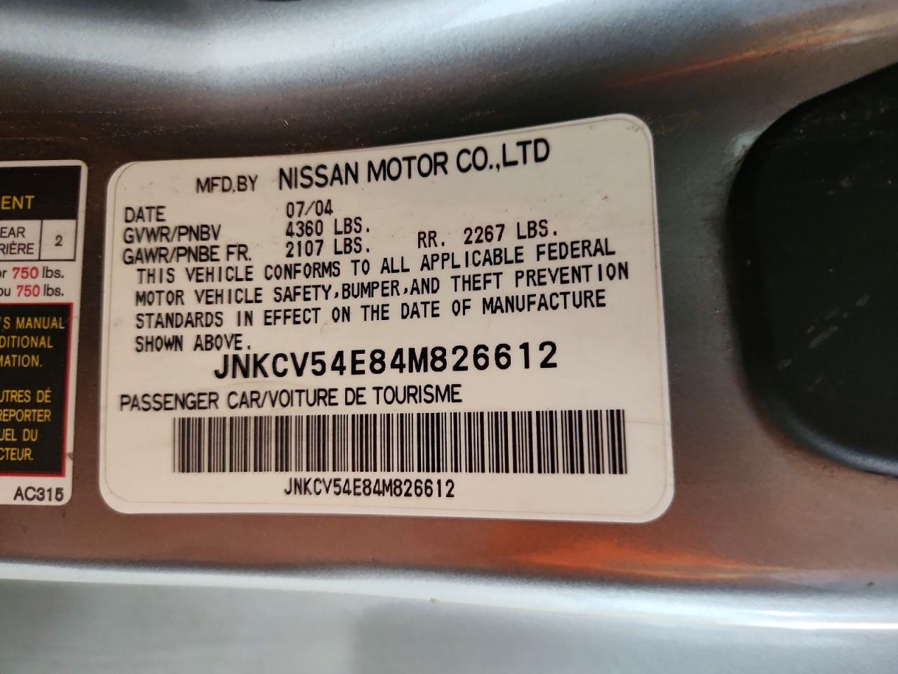 2004 Infiniti G35 VIN JNKCV54E84M826612 photo 12