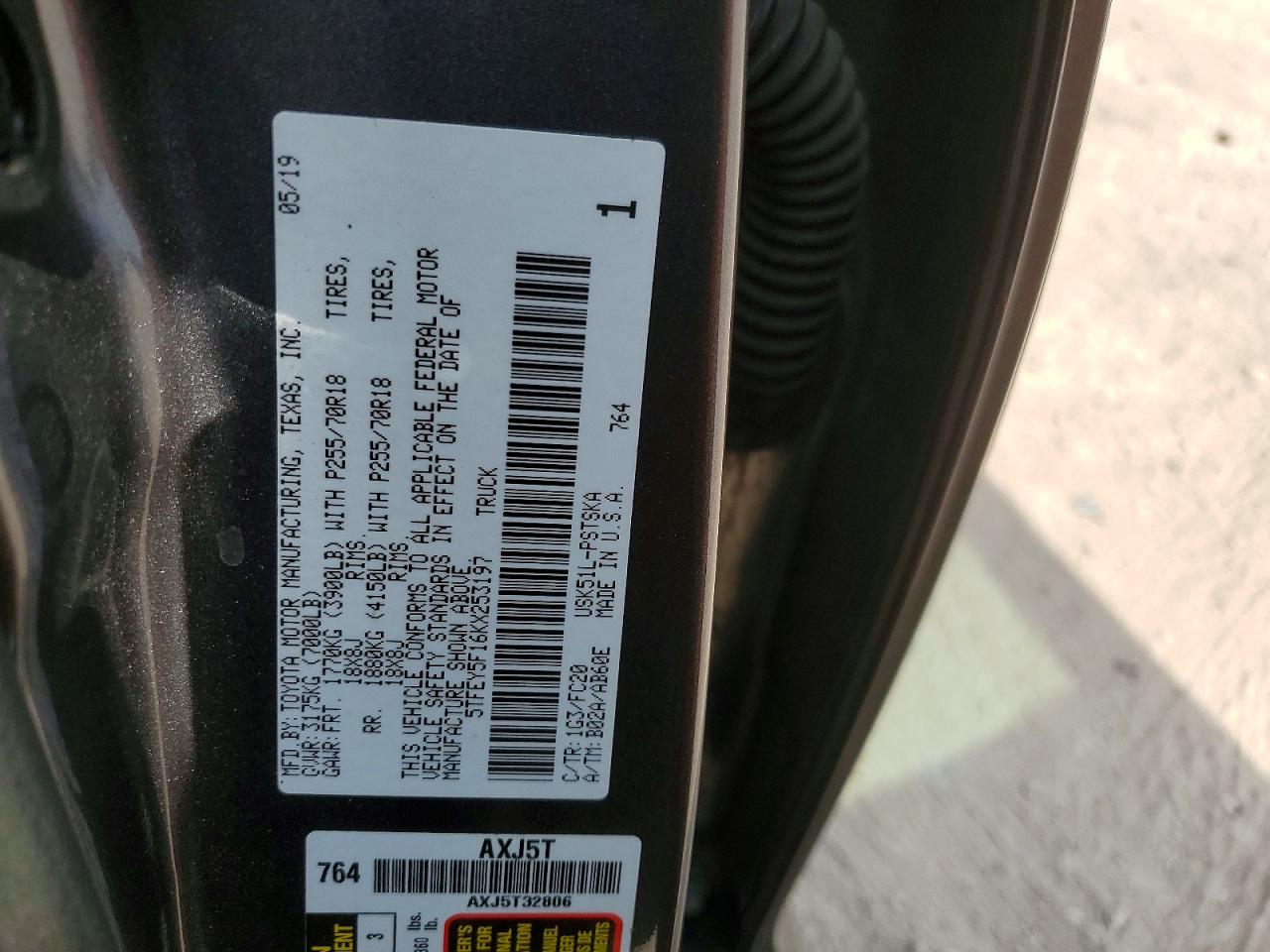 2019 TOYOTA All models VIN 5TFEY5F16KX253197 photo 12