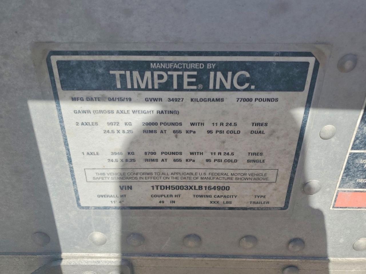 2020 TIMPTE All models VIN 1TDH5003XLB164900 photo 10