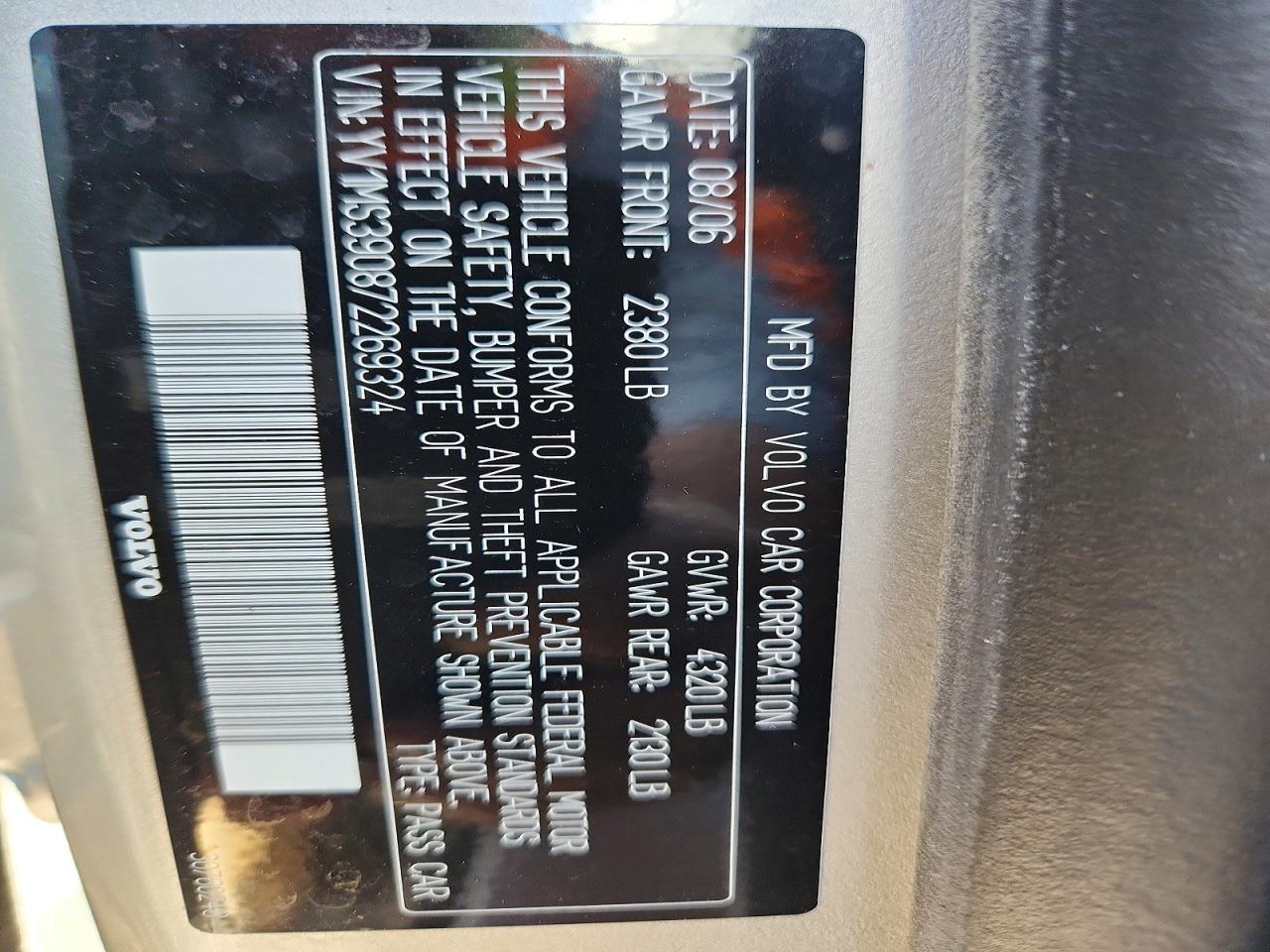 2007 Volvo S40 2.4i VIN YV1MS390872269324 photo 12