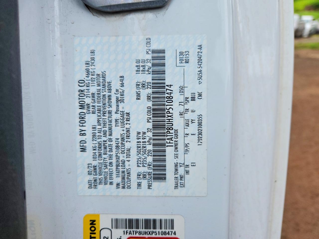 2023 Ford All models VIN 1FATP8UHXP5108474 photo 12