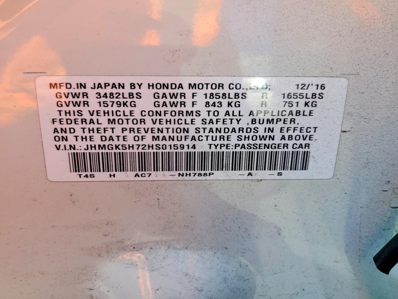 2017 Honda Fit VIN JHMGK5H72HS015914 photo 12