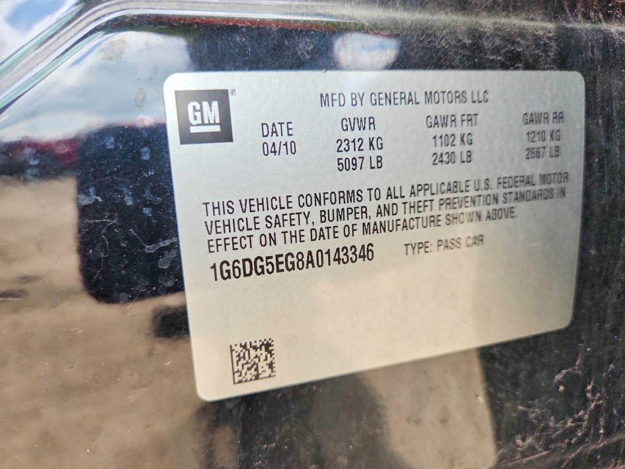 2010 Cadillac Cts VIN 1G6DG5EG8A0143346 photo 12