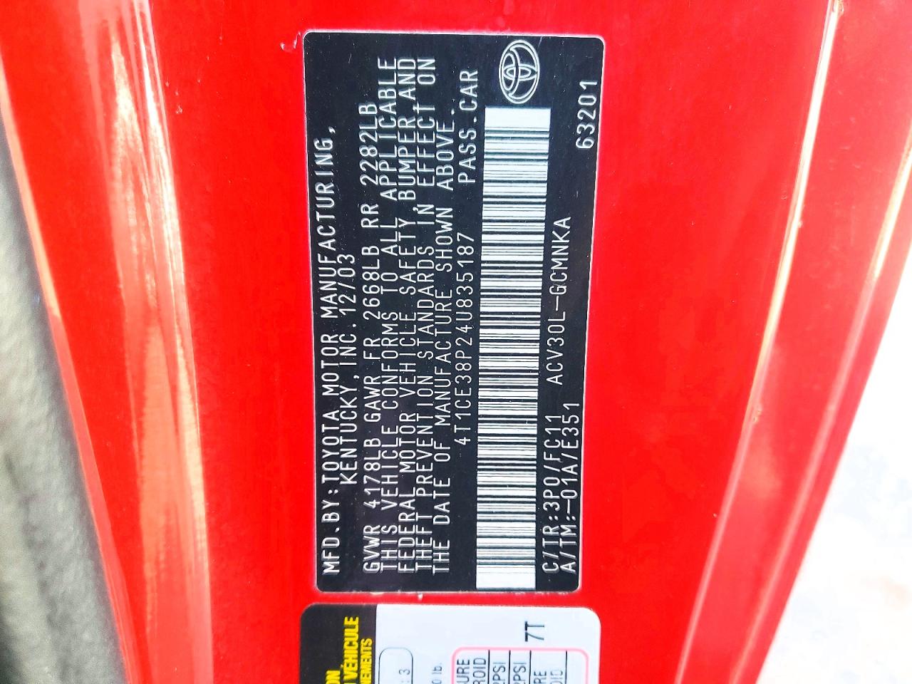 2004 Toyota Camry sola VIN 4T1CE38P24U835187 photo 12