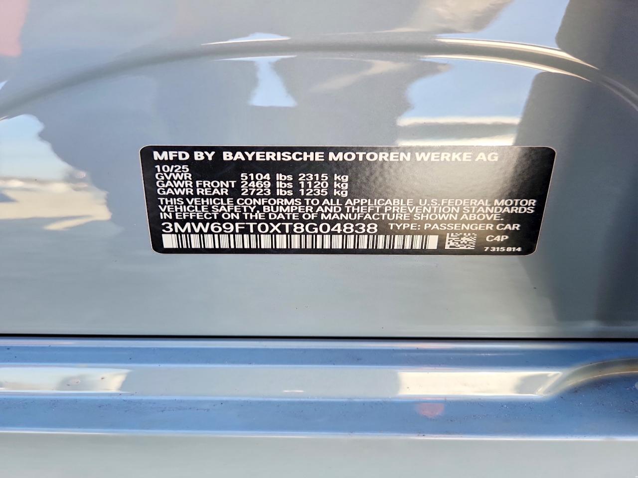 2026 BMW M3 VIN 3MW69FT0XT8G04838 photo 12
