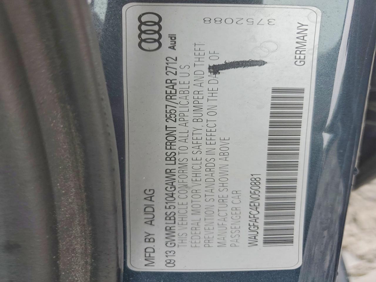 2014 Audi A6 VIN WAUGFAFC4EN050881 photo 12
