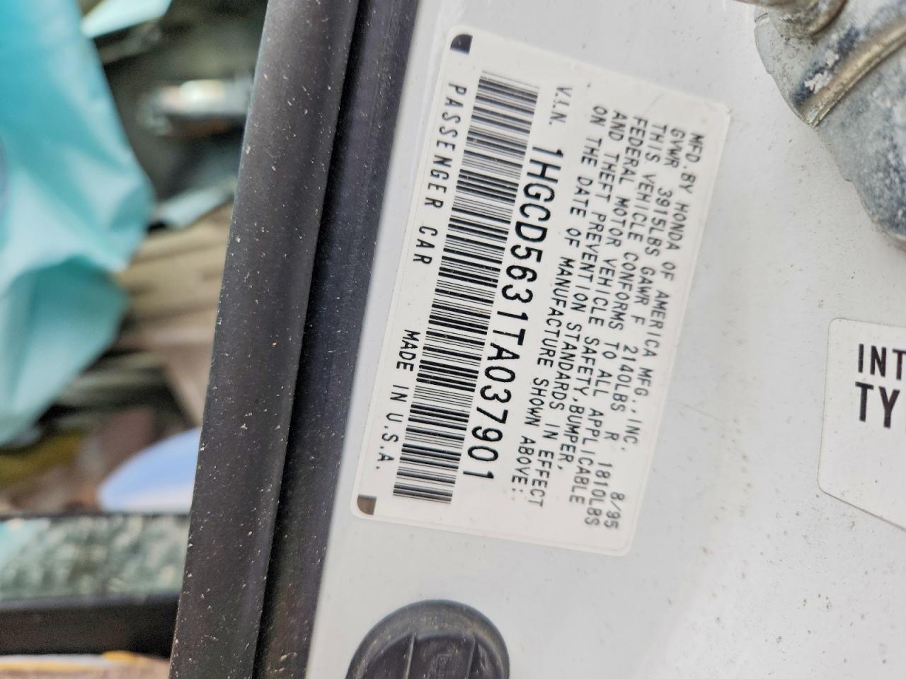 1996 Honda Accord VIN 1HGCD5631TA037901 photo 12