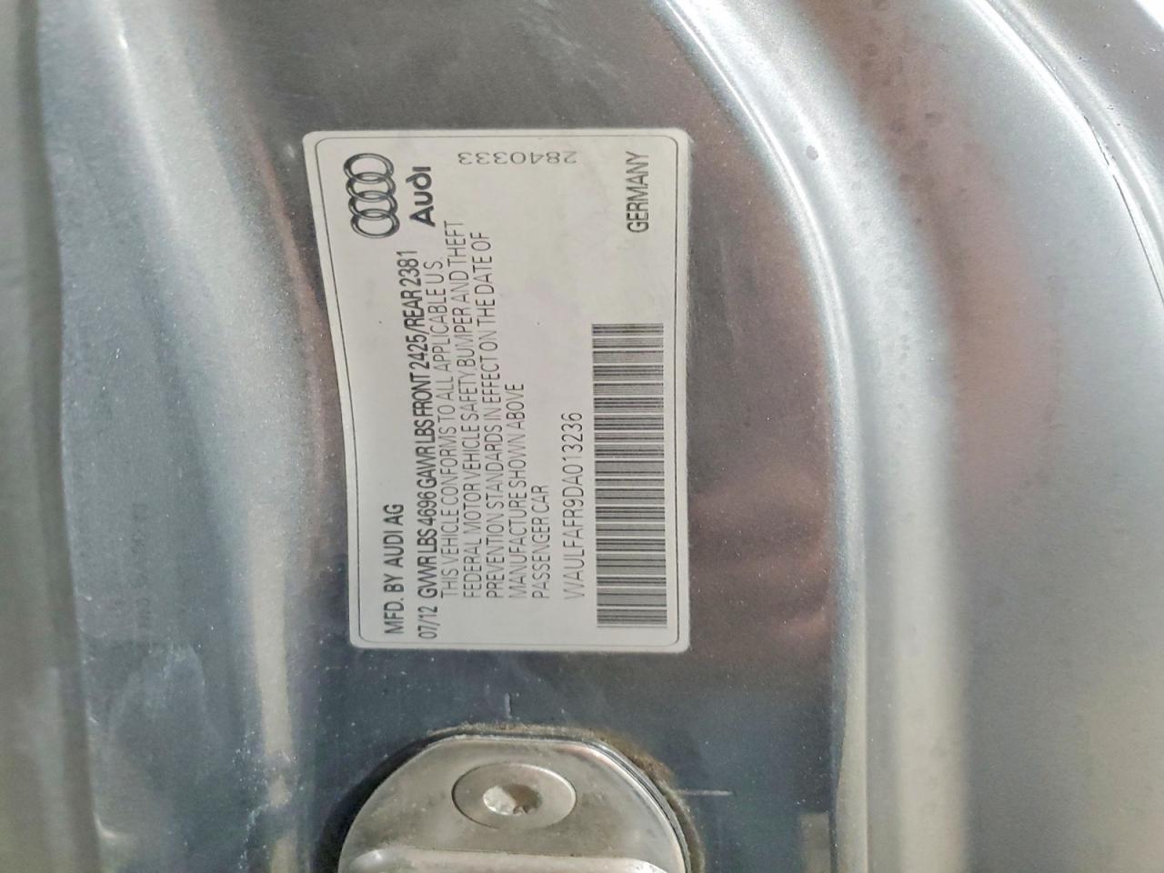 2013 Audi A5 VIN WAULFAFR9DA013236 photo 12