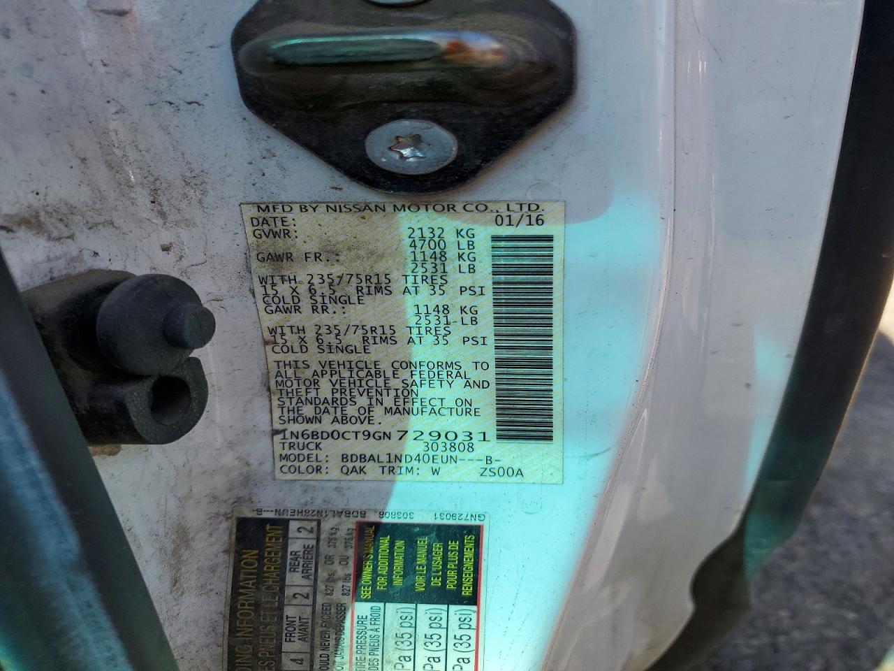 2016 NISSAN Frontier VIN 1N6BD0CT9GN729031 photo 12
