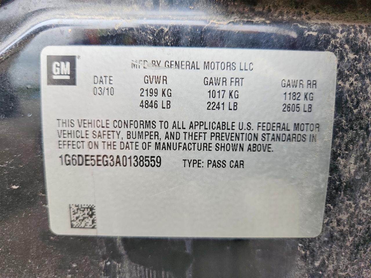 2010 CADILLAC Cts VIN 1G6DE5EG3A0138559 photo 12