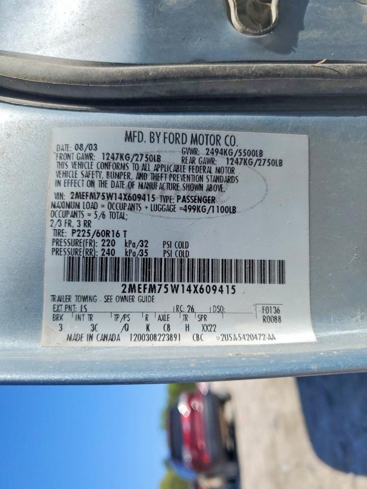 2004 Mercury Grmarquis VIN 2MEFM75W14X609415 photo 12