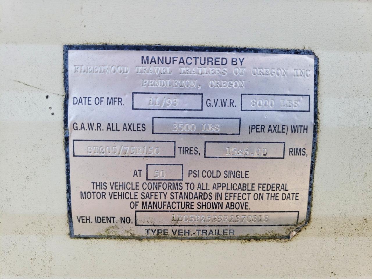 1994 FLEETWOOD All models VIN 1EC5P2529R2370818 photo 10