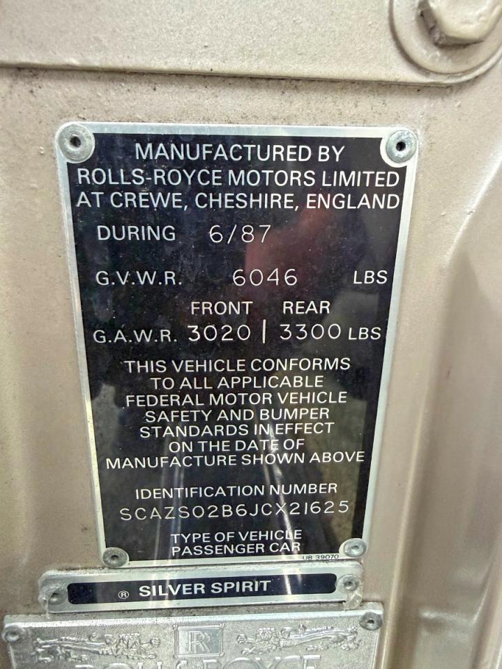 1988 Rolls-Royce All other VIN SCAZS02B6JCX21625 photo 10