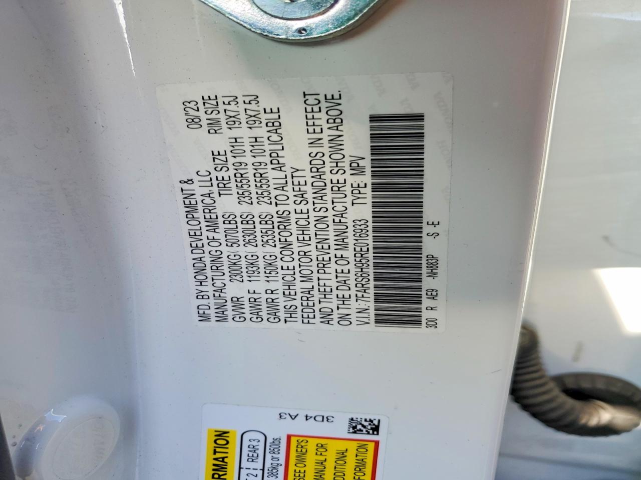 2024 Honda Crv VIN 7FARS6H95RE016933 photo 12