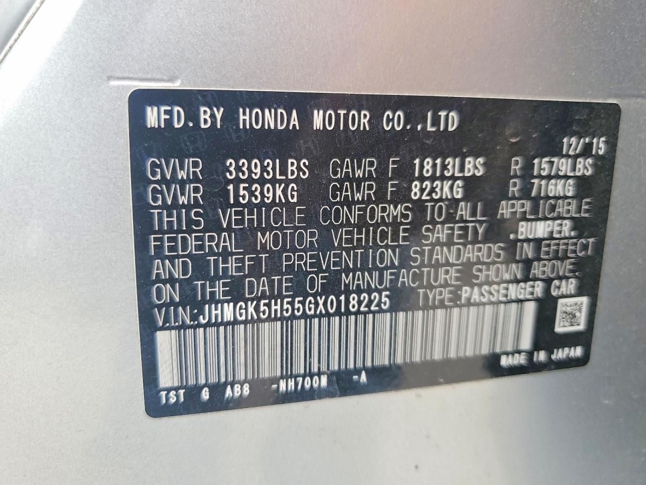 2016 Honda Fit lx VIN JHMGK5H55GX018225 photo 12