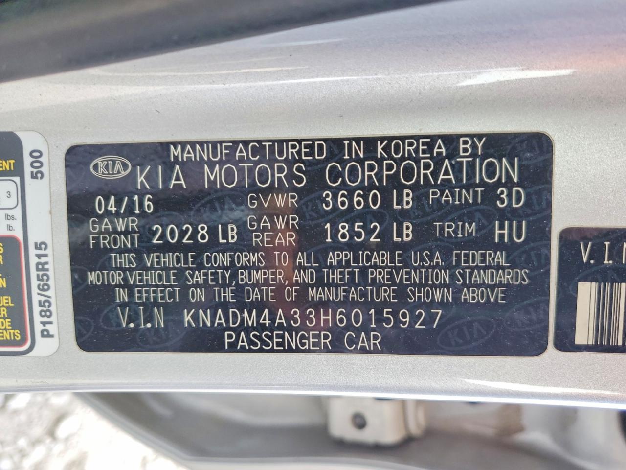 2017 Kia Rio VIN KNADM4A33H6015927 photo 12