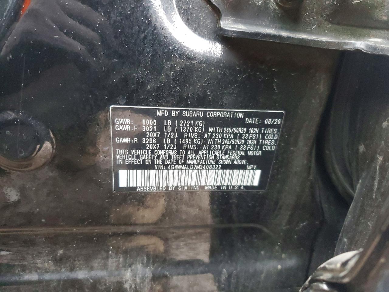 2021 SUBARU Ascent VIN 4S4WMALD7M3408322 photo 12