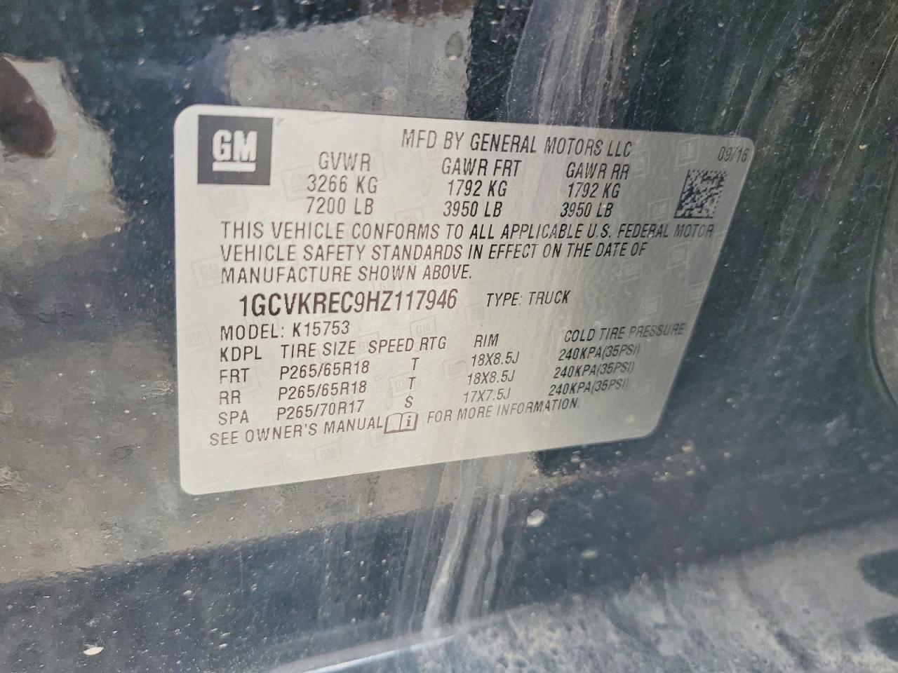 2017 Chevrolet All models VIN 1GCVKREC9HZ117946 photo 12