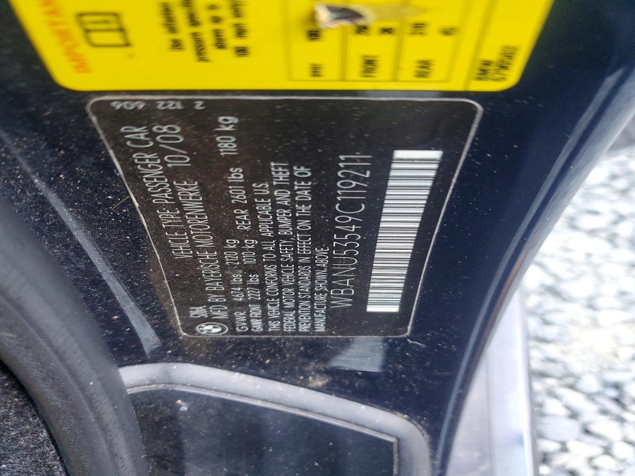 2009 BMW 5 series VIN WBANU53549C119211 photo 12