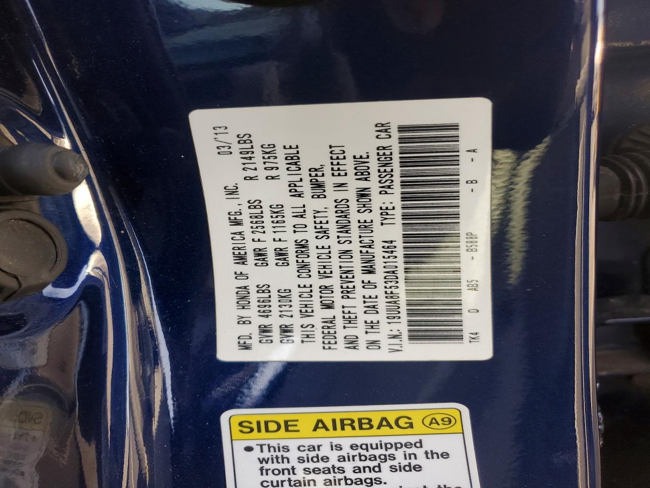 2013 Acura Tl VIN 19UUA8F53DA015464 photo 12