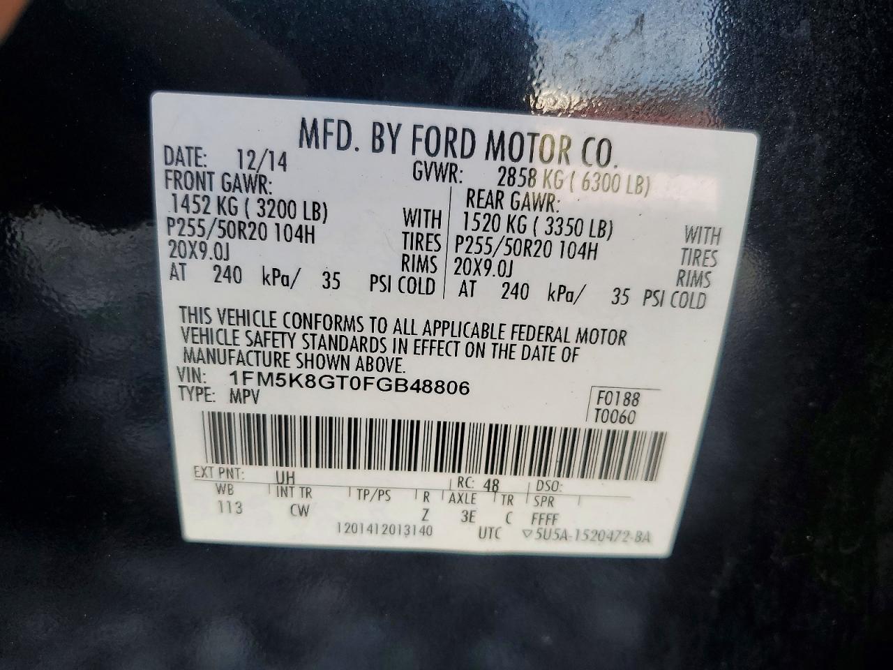 2015 Ford Explorer VIN 1FM5K8GT0FGB48806 photo 12