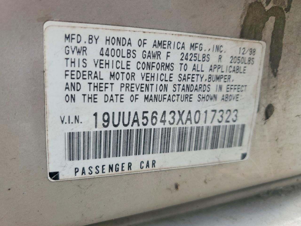 1999 ACURA Tl VIN 19UUA5643XA017323 photo 12