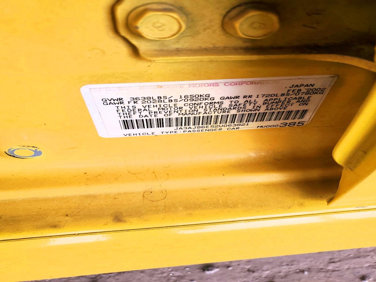 2002 Mitsubishi Lancer VIN JA3AJ86E52U063821 photo 12