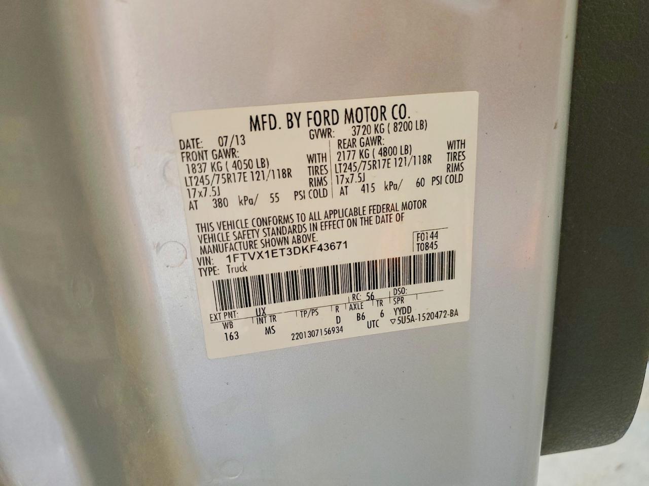 2013 Ford F150 VIN 1FTVX1ET3DKF43671 photo 12