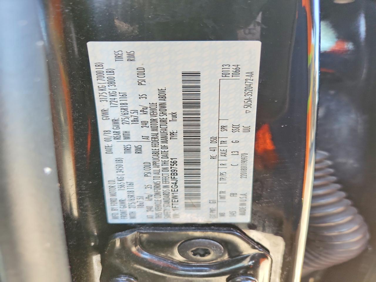 2018 Ford F150 VIN 1FTEW1EG4JFB97561 photo 12