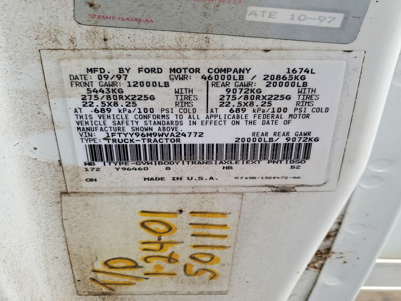 1998 Ford Custom tru VIN 1FTYY96M9WVA24772 photo 10