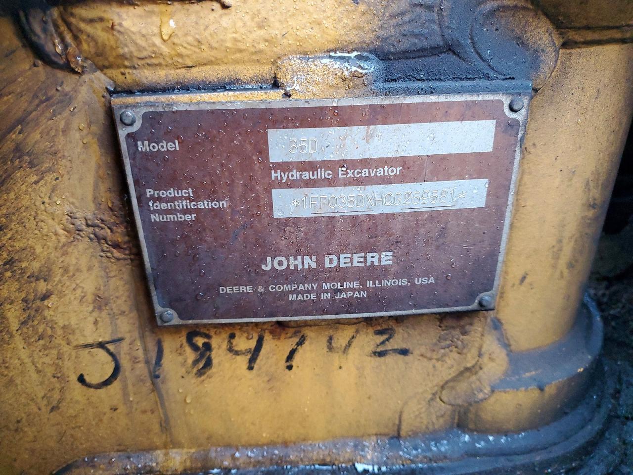2012 JOHN 35d min ex VIN 1FF035DXHCG269581 photo 10