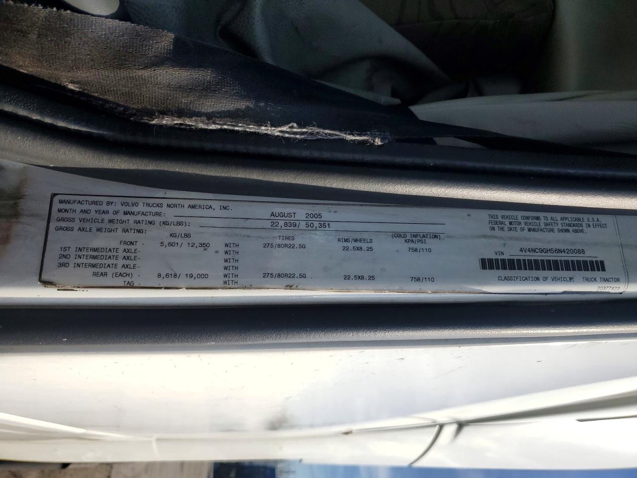 2006 VOLVO Vn VIN 4V4NC9GH56N420088 photo 10