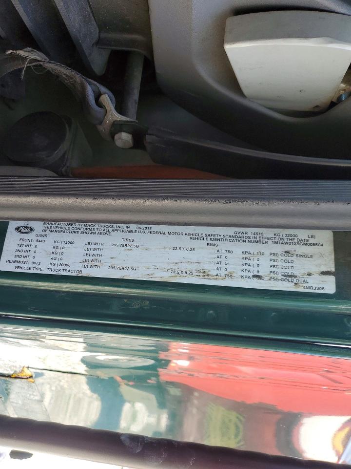 2016 MACK All other VIN 1M1AW01X9GM008504 photo 10