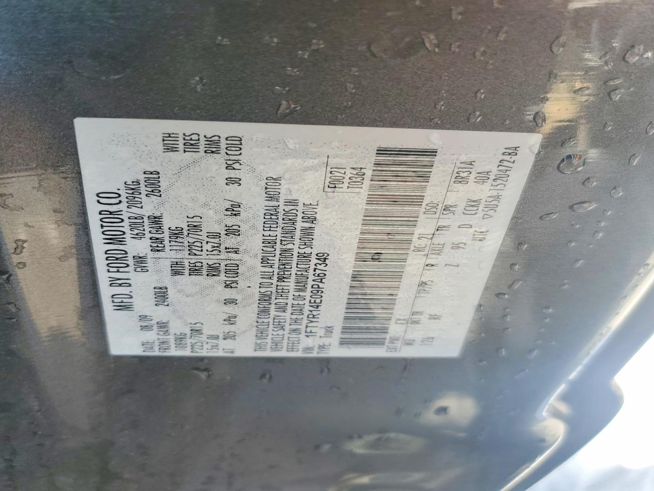 2009 FORD Ranger VIN 1FTYR14E09PA67349 photo 12