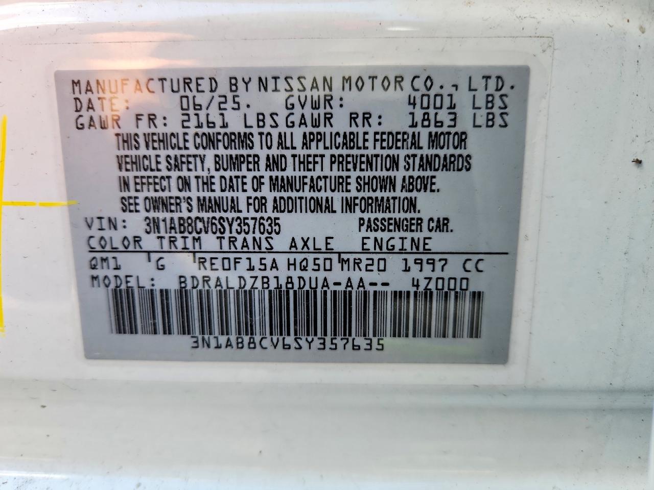2025 NISSAN Sentra VIN 3N1AB8CV6SY357635 photo 12