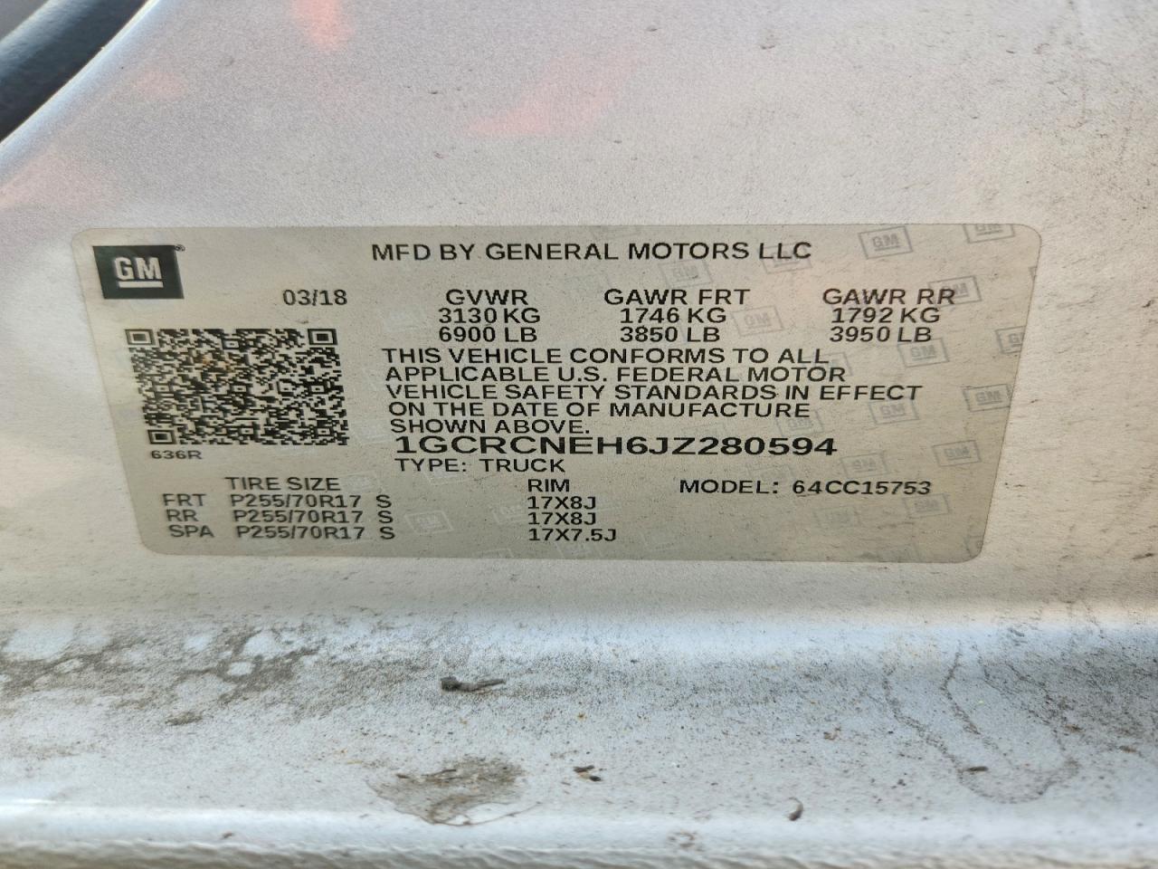 2018 Chevrolet All models VIN 1GCRCNEH6JZ280594 photo 12