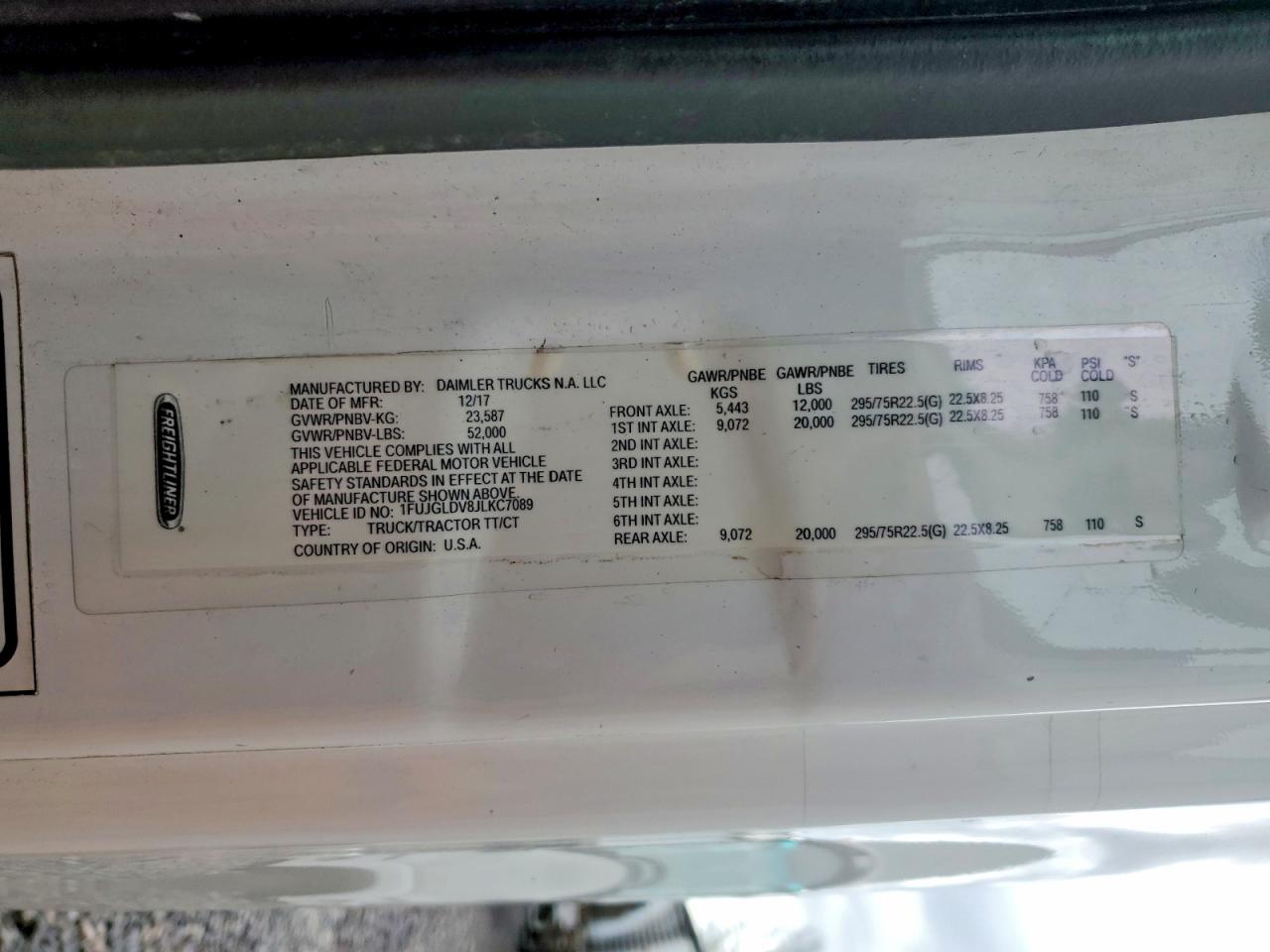 2018 FREIGHTLINER All other VIN 1FUJGLDV8JLKC7089 photo 10