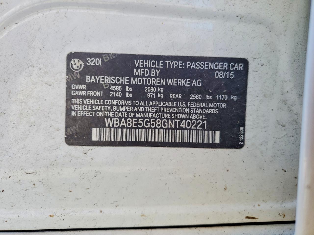2016 BMW 3 series VIN WBA8E5G58GNT40221 photo 12