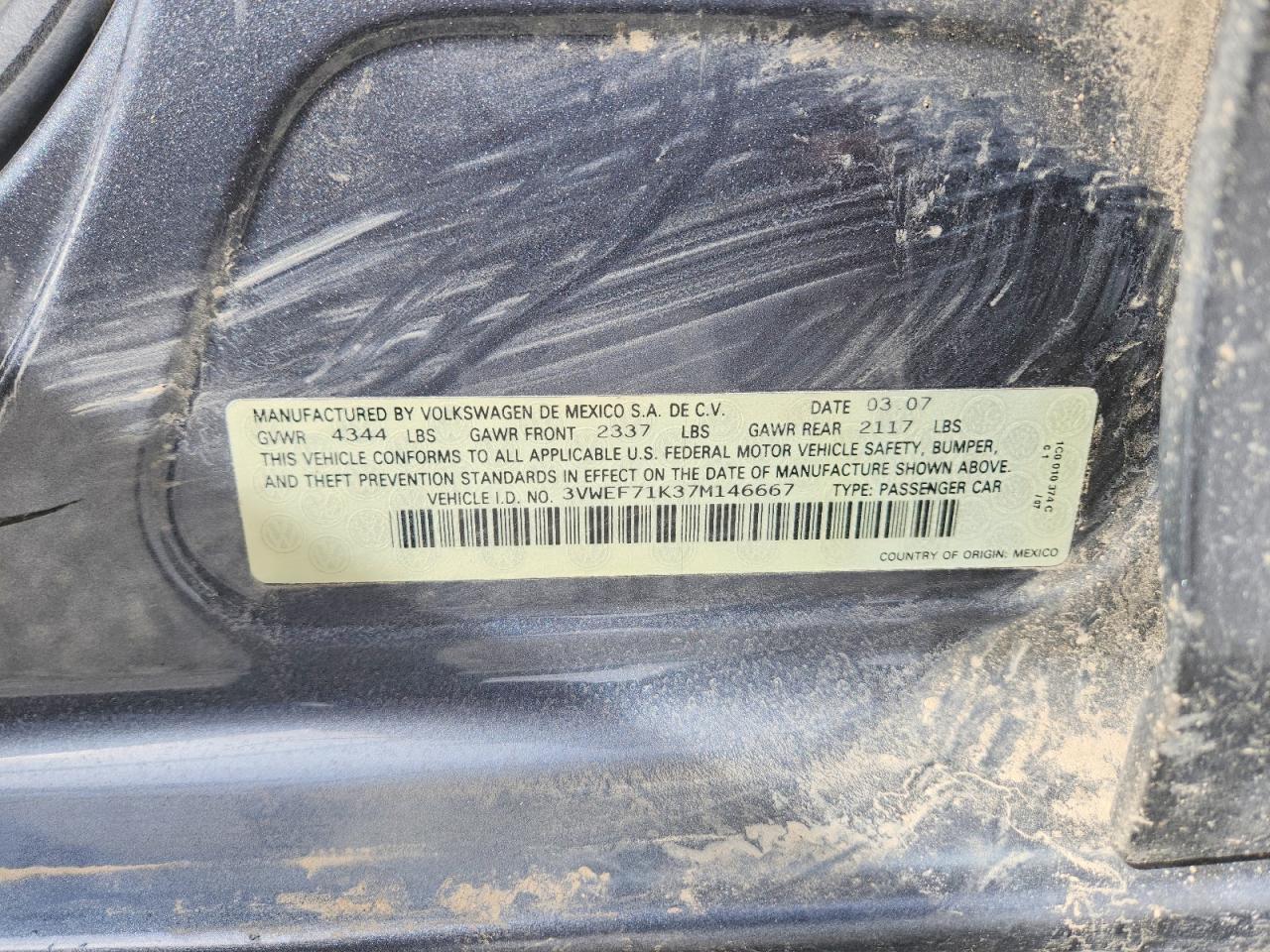 2007 Volkswagen Jetta VIN 3VWEF71K37M146667 photo 12
