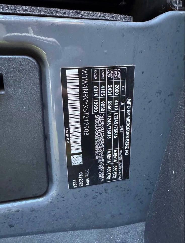 2025 Mercedes-Benz Sprinter VIN W1W4NBVYXST212908 photo 10