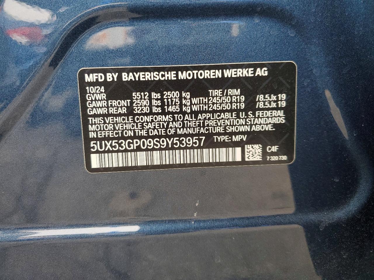 2025 BMW X3 VIN 5UX53GP09S9Y53957 photo 12