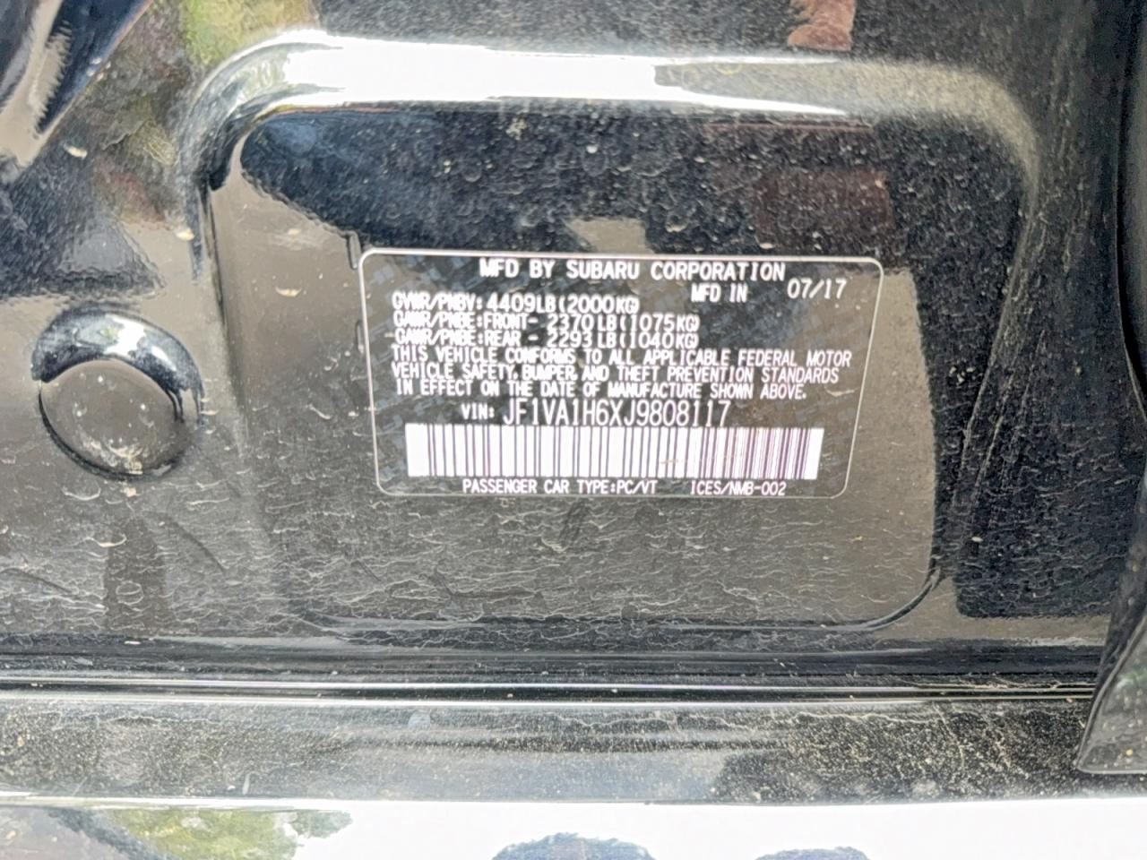 2018 Subaru Wrx VIN JF1VA1H6XJ9808117 photo 10