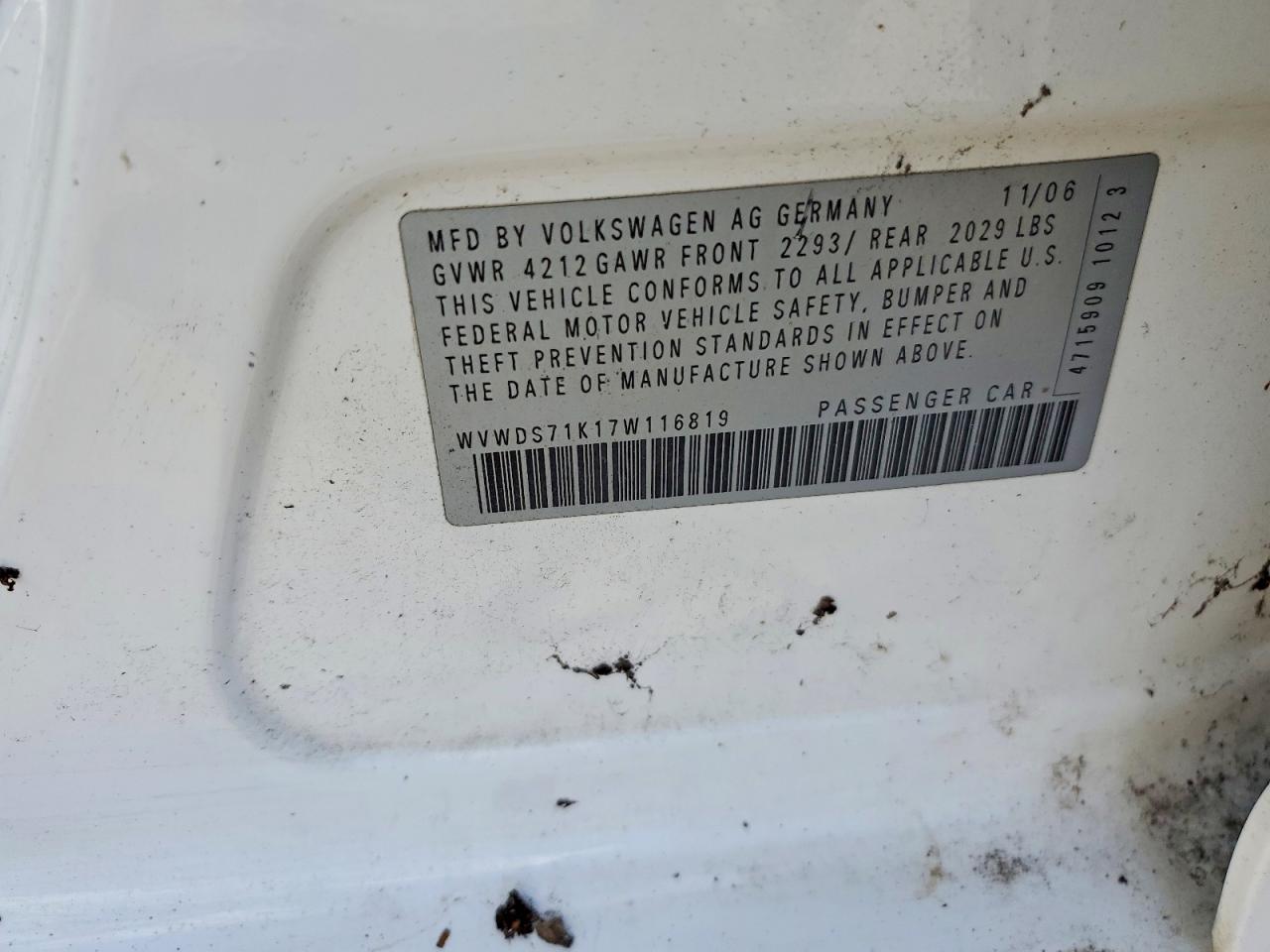 2007 Volkswagen Rabbit VIN WVWDS71K17W116819 photo 12