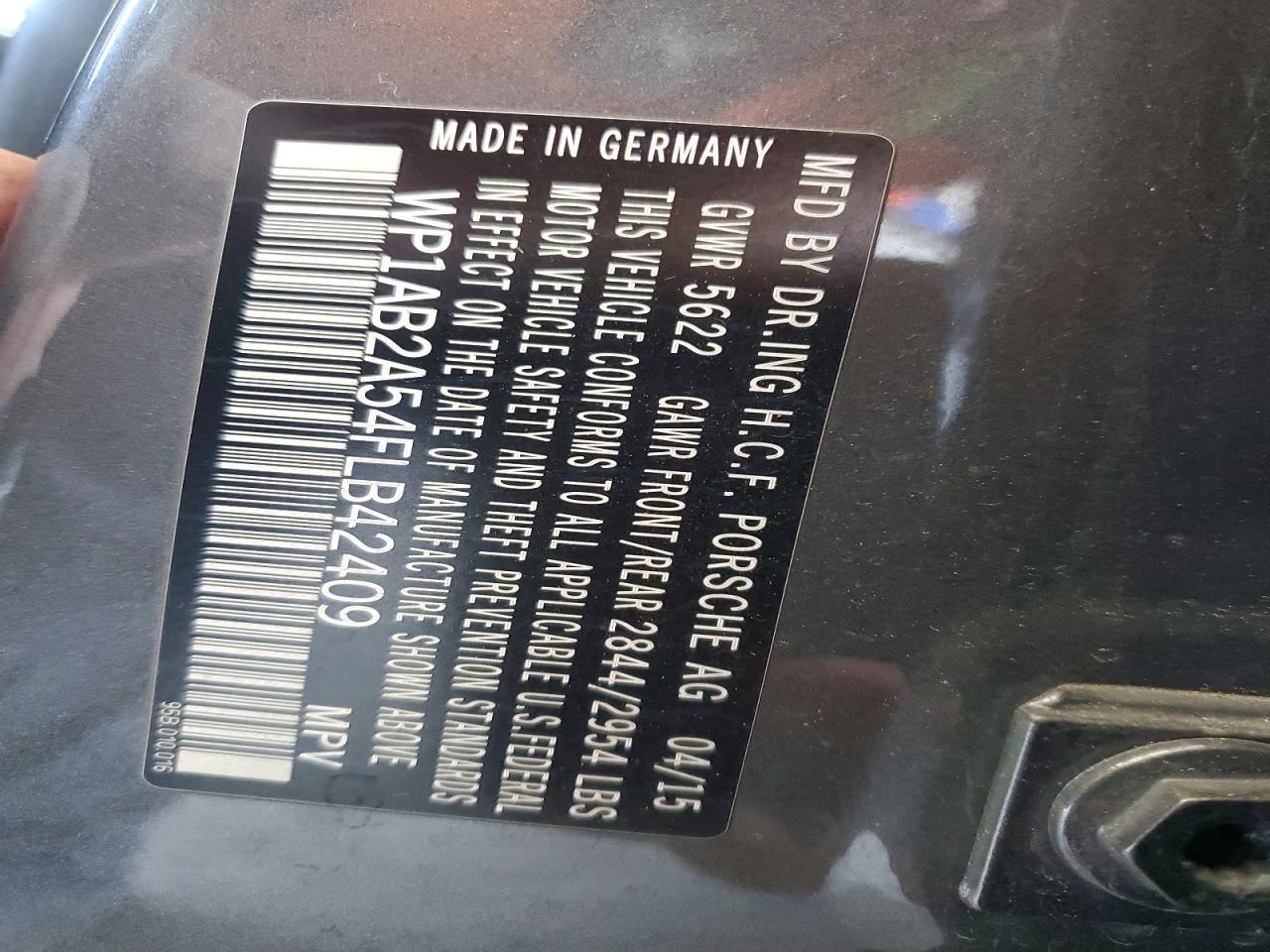 2015 Porsche Macan VIN WP1AB2A54FLB42409 photo 12